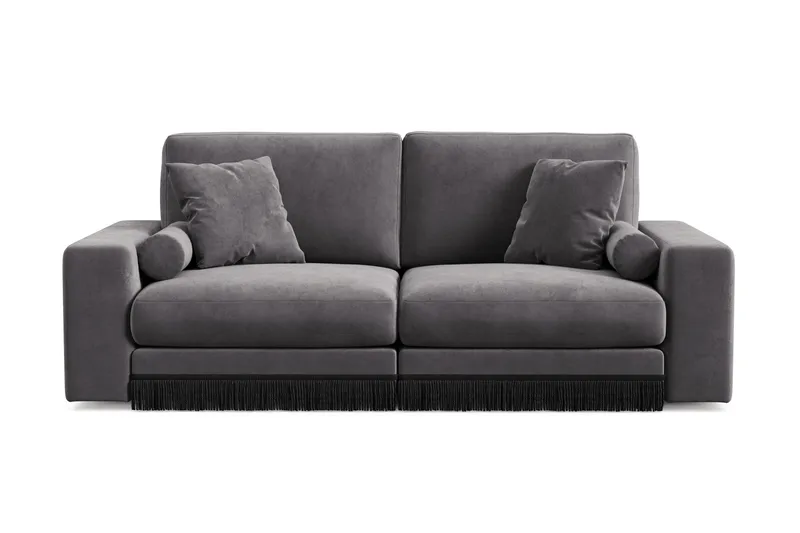 Arken Lyx dyb 3-personers sofa i velour, Mørkegrå