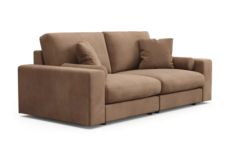 Arken Lyx dyb 3-personers sofa i fløjl - Brun - Møbler - Sofaer - 3 personers sofa