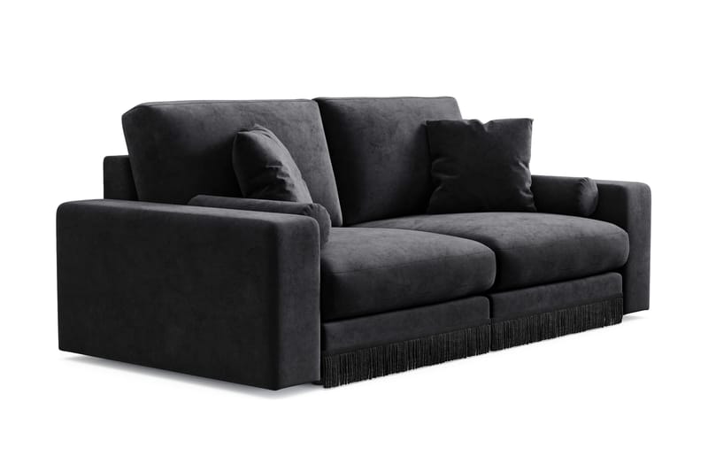 Arken Lyx dyb 3-personers sofa i velour - Sort - Møbler - Sofaer - Velour sofaer