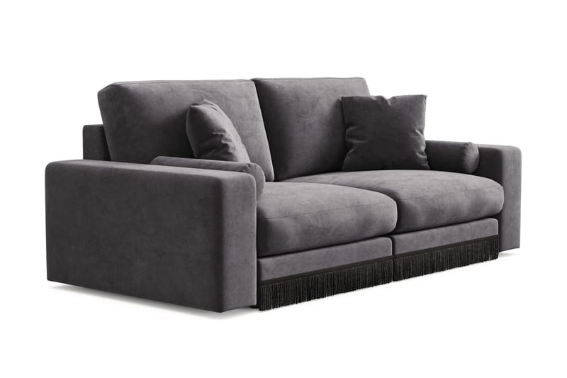 Arken Lyx dyb 3-personers sofa i velour - Mørkegrå - Møbler - Sofaer - Velour sofaer
