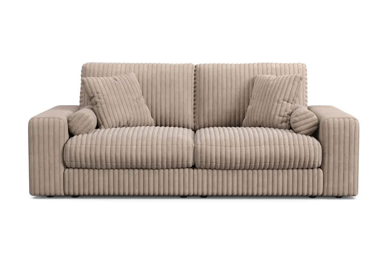 Arken Lyx dyb 3-personers sofa i fløjl, Greige