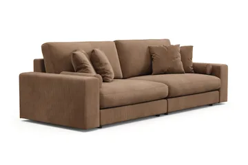 Arken Lyx dyb 4-personers sofa i riflet fløjl - Brun - Møbler - Sofaer - 4 personers sofa