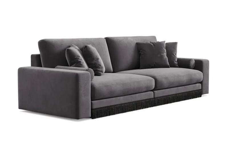 Arken Lyx dyb 4-personers veloursofa - Mørkegrå - Møbler - Sofaer - Velour sofaer