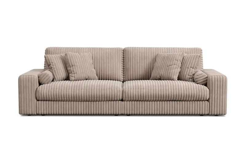 Arken Lyx dyb 4-personers sofa i riflet fløjl, Greige