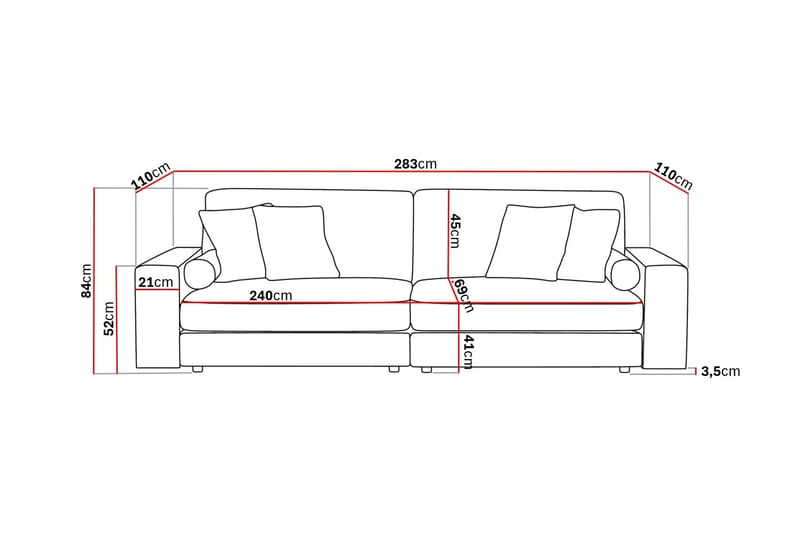 Arken Lyx dyb 4-personers sofa i stof - Lysegrå - Møbler - Sofaer - 4 personers sofa