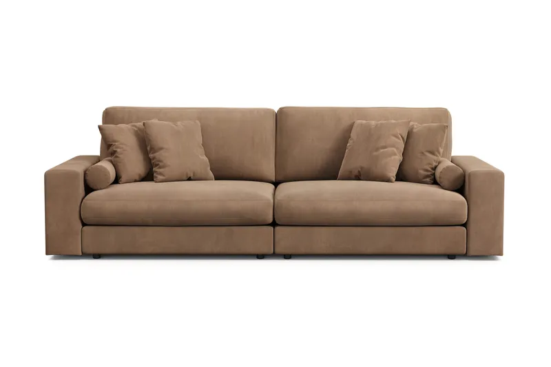 Arken Lyx dyb 4-personers sofa i riflet fløjl, Brun