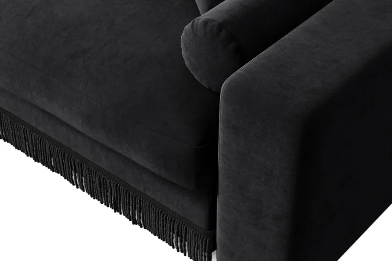 Arken Lyx dyb 6-personers vendbar L-formet chaiselongsofa i velour - Sort - Møbler - Sofaer - Sofa med chaiselong