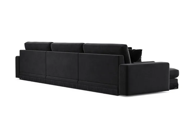 Arken Lyx dyb 6-personers vendbar L-formet chaiselongsofa i velour - Sort - Møbler - Sofaer - Sofa med chaiselong