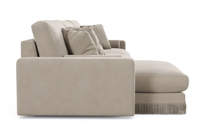 Arken Lyx dyb 6-personers vendbar L-formet chaiselongsofa i velour - Beige - Møbler - Sofaer - Sofa med chaiselong