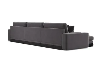 Arken Lyx dyb 6-personers vendbar L-formet chaiselongsofa i velour - Mørkegrå - Møbler - Sofaer - Sofa med chaiselong