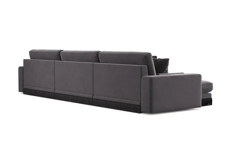 Arken Lyx dyb 6-personers vendbar L-formet chaiselongsofa i velour - Mørkegrå - Møbler - Sofaer - Sofa med chaiselong