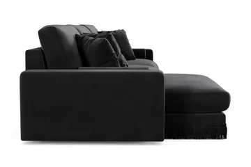 Arken Lyx dyb 6-personers vendbar L-formet chaiselongsofa i velour - Sort - Møbler - Sofaer - Sofa med chaiselong