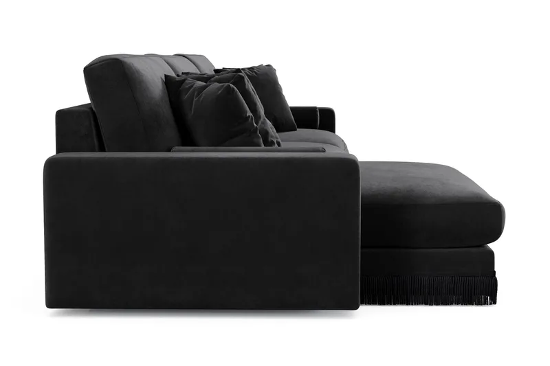 Arken Lyx dyb 6-personers vendbar L-formet chaiselongsofa i velour - Sort - Møbler - Sofaer - Sofa med chaiselong