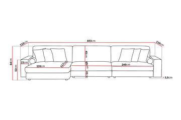 Arken Lyx dyb 6-personers vendbar L-formet chaiselongsofa i velour - Beige - Møbler - Sofaer - Sofa med chaiselong
