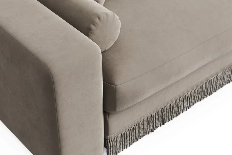 Arken Lyx dyb 6-personers vendbar L-formet chaiselongsofa i velour - Beige - Møbler - Sofaer - Sofa med chaiselong