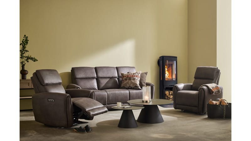 Arvello Reclinersofa 3-personers Elektrisk - Brun - Møbler - Sofaer - Recliner sofaer