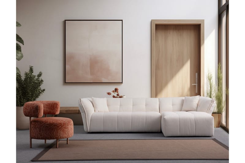 Azzo 4-personers Sofa med Chaiselong - Hvid - Møbler - Sofaer - Sofa med chaiselong