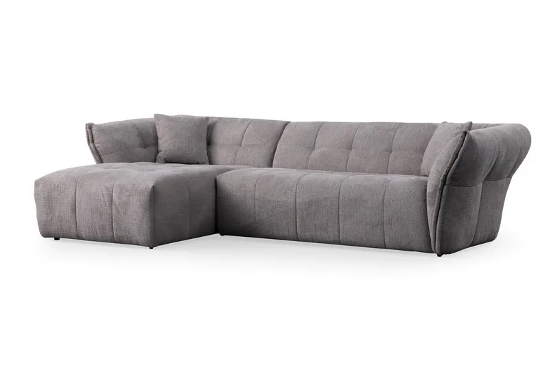 Azzo 4-personers Sofa med Chaiselong, Lysegrå