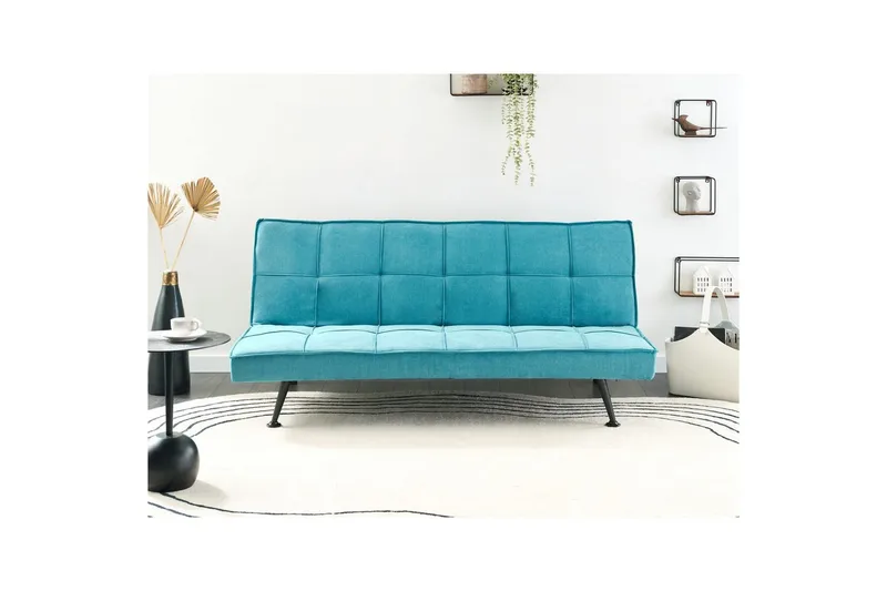 Bäddsoffa Beliani Hasle Blå, Svart NO_BRAND blue - Blå - Møbler - Sofaer - Sovesofaer