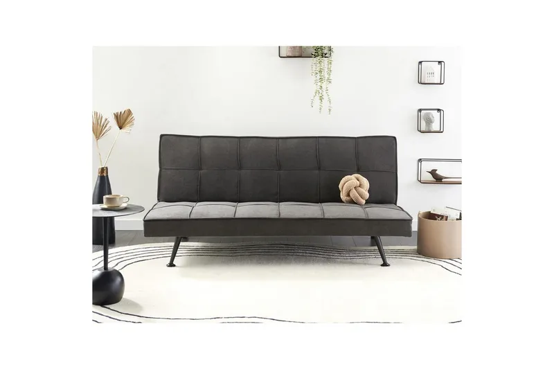 Bäddsoffa Beliani Hasle Blå, Svart NO_BRAND Grey||Black - Møbler - Sofaer - Sovesofaer