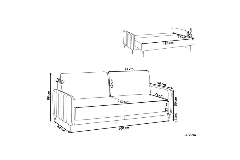 Bäddsoffa Beliani Heming Brun, Svart White - Hvid - Møbler - Sofaer - 2 personers sofa