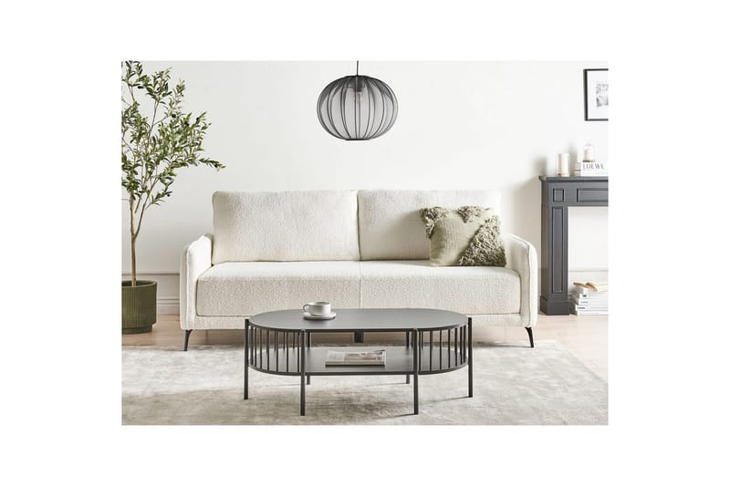 Bäddsoffa Beliani Heming Brun, Svart White - Hvid - Møbler - Sofaer - 2 personers sofa