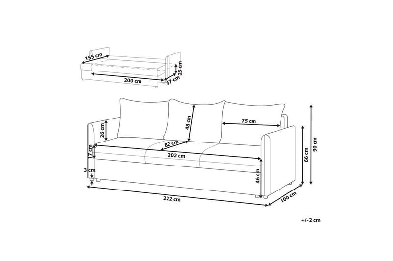 Bäddsoffa Beliani Holsen Beige, svart Brown||Black - Møbler - Sofaer - Sovesofaer