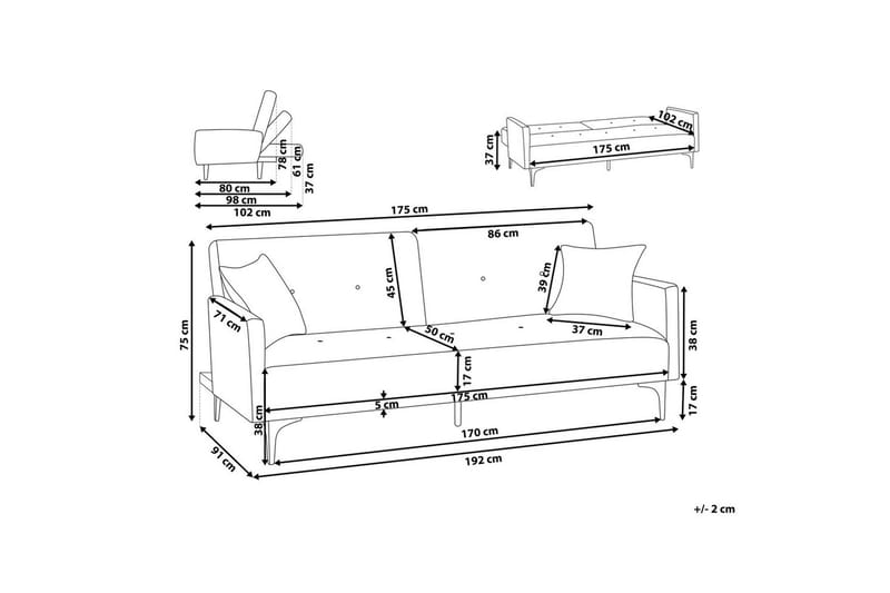 Bäddsoffa Beliani Lucan Beige, svart Beige - Beige - Møbler - Sofaer - Sofagrupper