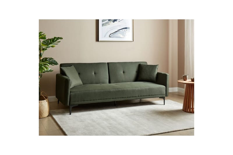 Bäddsoffa Beliani Lucan Beige, svart Green||Black - Møbler - Sofaer - 2 personers sofa