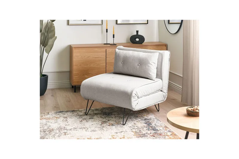 Bäddsoffa Beliani Vestfold Beige, svart Grey||Black - Møbler - Sofaer - Sovesofaer