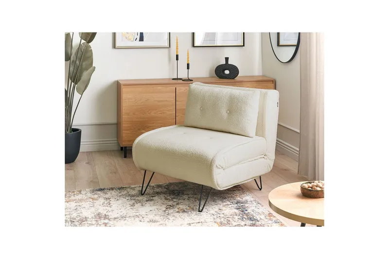 Bäddsoffa Beliani Vestfold Beige, svart Offwhite - Hvid - Møbler - Sofaer - Sovesofaer