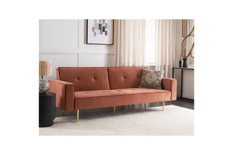 Bäddsoffa Beliani Visnes Brun, Guld Brown||GOLD - Møbler - Sofaer - Sovesofaer