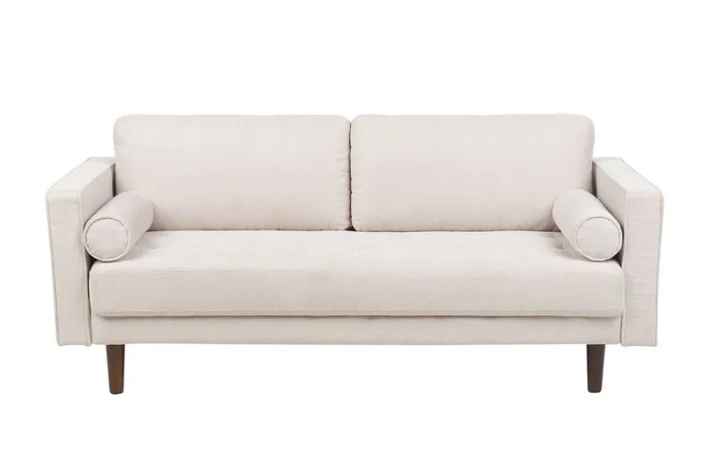 Babur 3-personers Sofa i Stof med Træben, Lys Beige