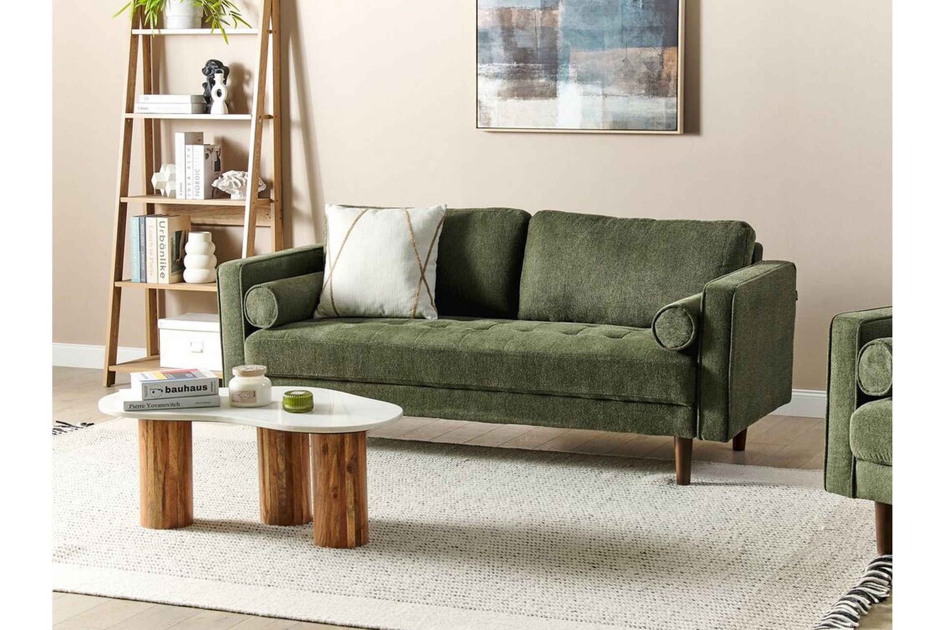Babur Sofa 3-personers - Grøn/Mørkt træ - Møbler - Sofaer - 3 personers sofa