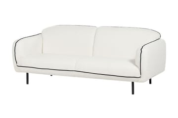 Balint 3-personers Dyb Buet Sofa i Bouclé med Paspoal - Hvid|Sort - Møbler - Sofaer - 3 personers sofa