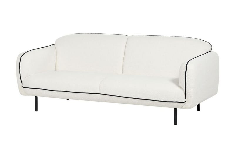 Balint 3-personers Dyb Buet Sofa i Bouclé med Paspoal - Hvid|Sort - Møbler - Sofaer - 3 personers sofa