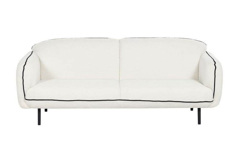 Balint 3-personers Dyb Buet Sofa i Bouclé med Paspoal, Hvid|Sort