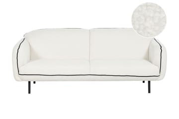 Balint 3-personers Dyb Buet Sofa i Bouclé med Paspoal - Hvid|Sort - Møbler - Sofaer - 3 personers sofa