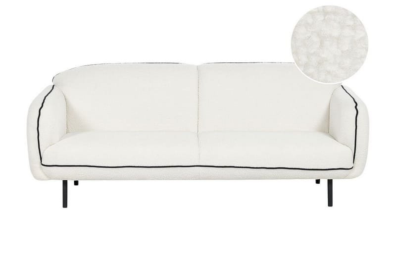 Balint 3-personers Dyb Buet Sofa i Bouclé med Paspoal - Hvid|Sort - Møbler - Sofaer - 3 personers sofa
