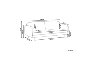 Balint 3-personers Dyb Buet Sofa i Stof med Paspoal - Grå - Møbler - Sofaer - 3 personers sofa