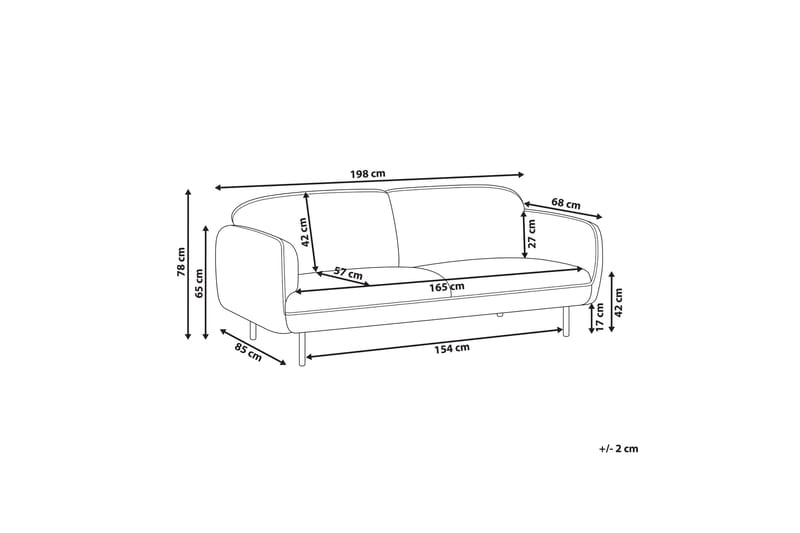 Balint 3-personers Dyb Buet Sofa i Stof med Paspoal - Grå - Møbler - Sofaer - 3 personers sofa