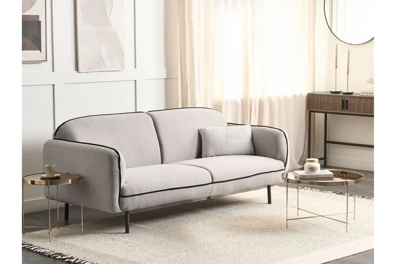 Balint 3-personers Dyb Buet Sofa i Stof med Paspoal - Grå - Møbler - Sofaer - 3 personers sofa
