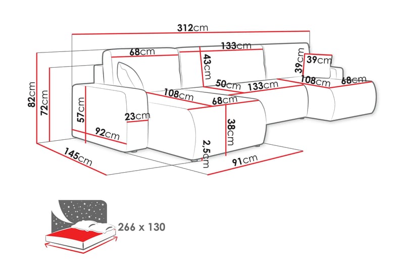 Barile Sofa Dobbeltdivan 4-personers - Rosa - Møbler - Sofaer - U Sofa