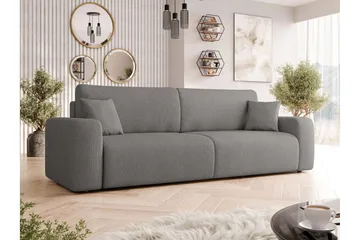 Barile Sovesofa 3-personers i Plys - Grå - Møbler - Sofaer - Sovesofaer