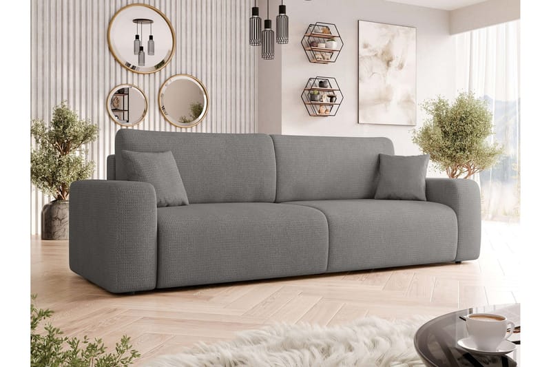 Barile Sovesofa 3-personers i Plys - Grå - Møbler - Sofaer - Sovesofaer