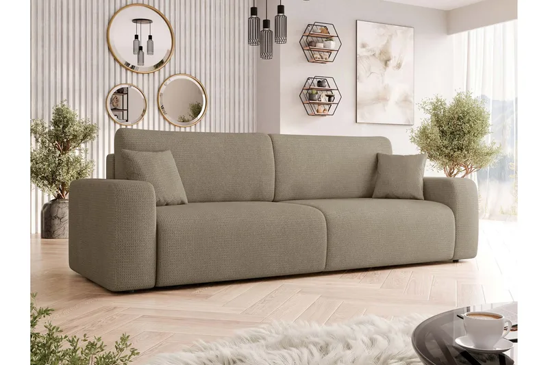 Barile Sovesofa 3-personers i Plys - Brun - Møbler - Sofaer - Sovesofaer