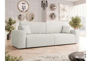 Barile Sovesofa 3-personers i Plys - Hvid - Møbler - Sofaer - Sovesofaer