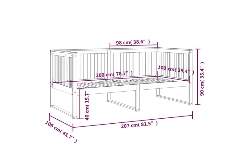 beBasic daybed 100x200 cm massivt fyrretræ gyldenbrun - Brun - Daybed