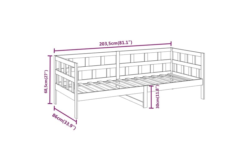 beBasic daybed 80x200 cm massivt fyrretræ - Brun - Daybed