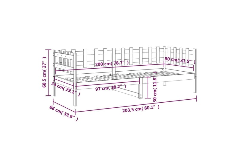 beBasic daybed 80x200 cm massivt fyrretræ grå - GrÃ¥ - Møbler - Sofaer - Daybed